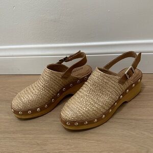 Kelsi Dagger Natural Woven Slingback Clogs